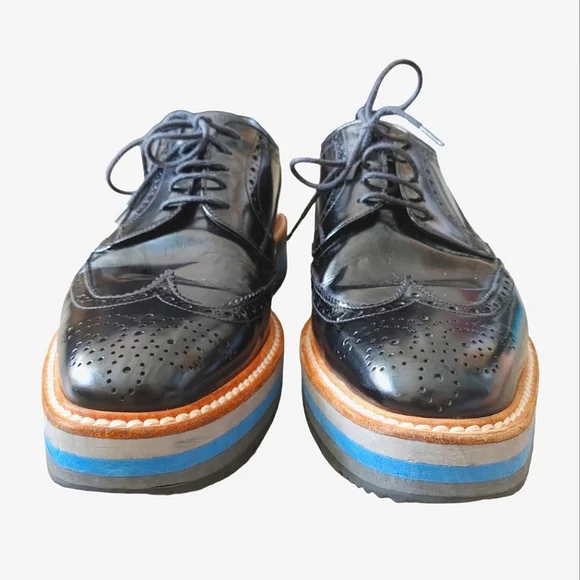 Prada Black Classic Leather Lace Up Laced Formal Shoes Derby - Picture 14 of 16